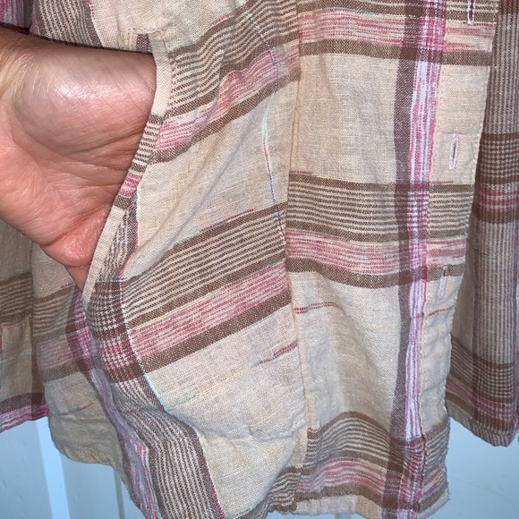 Free People Pale Pink Plaid Utility Button Down - Picture 10 of 16